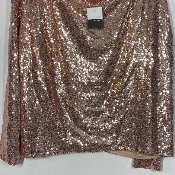 NEW Eloquii Sequin Top Plus Size 20 Rose Gold Open Cowl Back Glimmer Night Out - Picture 9 of 11